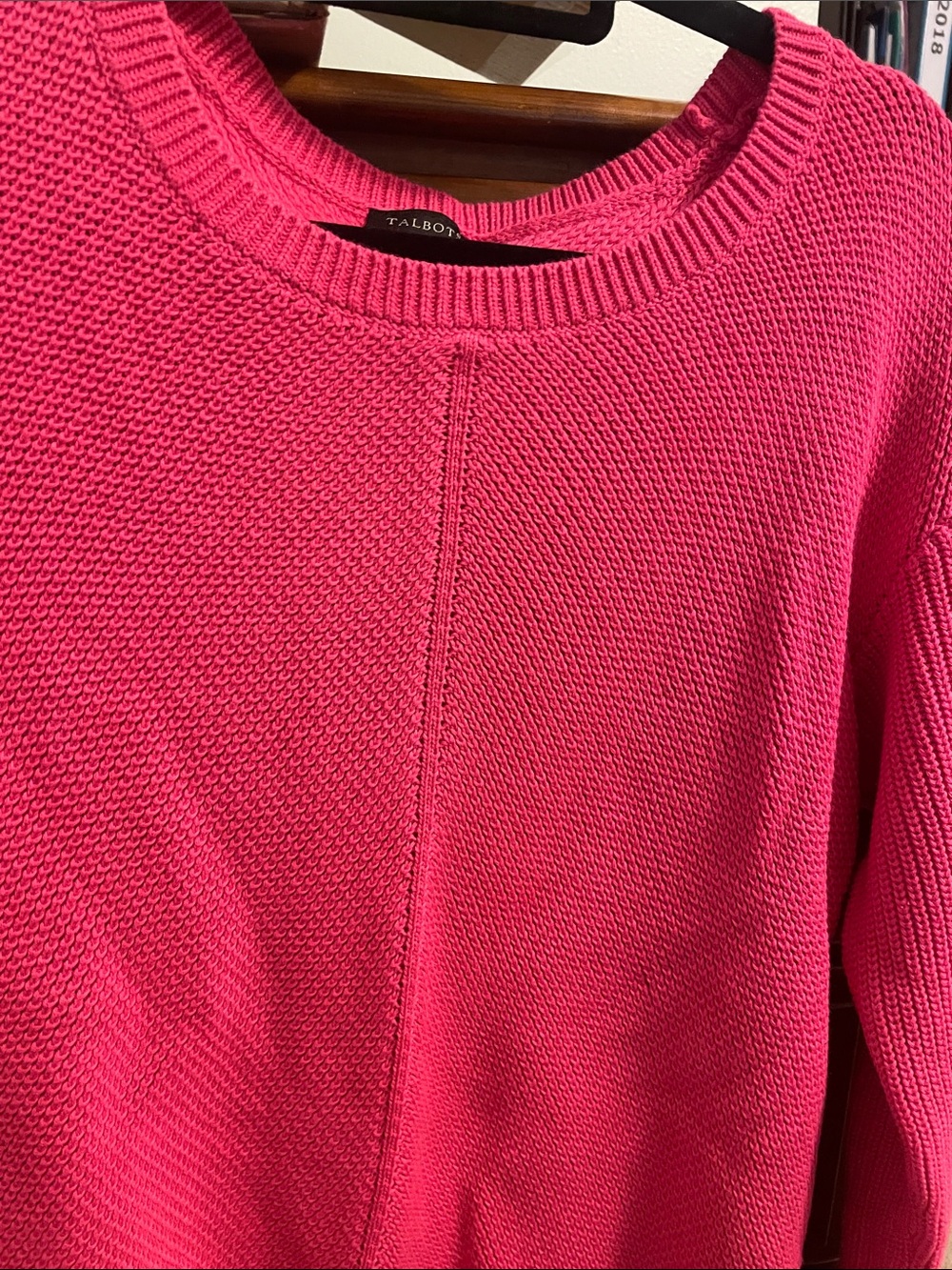 Talbots Hot Pink Crewneck Sweater with Center Seam